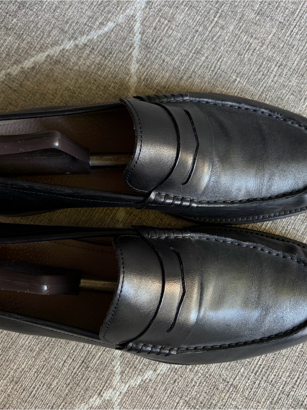 Banana Republic Black Leather Penny Loafers - Men